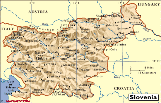 physical map of slovenia